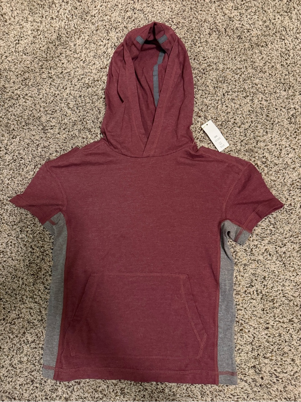 all in motion Kids Short-Sleeve Hooded Tee in Burgundy and Gray